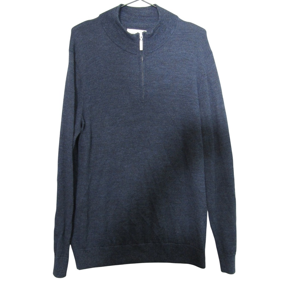 Artefact Quarter‎ Zip Sweater Mens Large Navy Blue Excellent Merino Wool